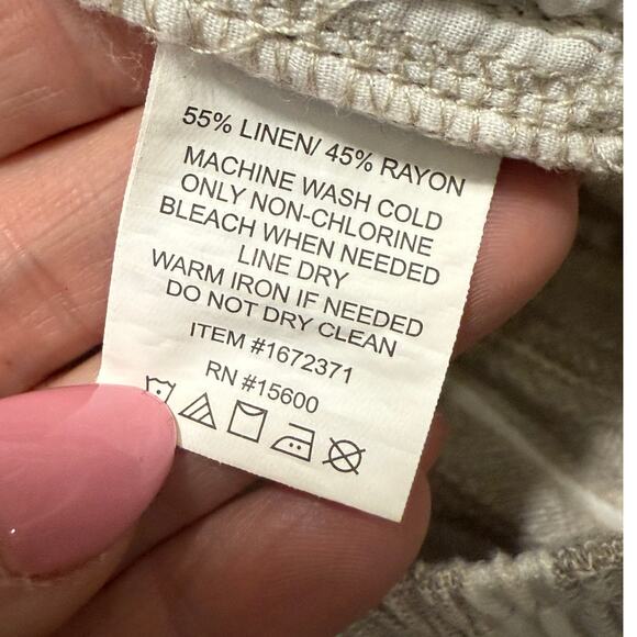 Briggs Pull On Wide Leg Pants Women's Large Striped Linen Blend Coastal Lounge - Picture 6 of 6